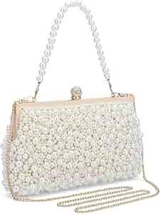 BagBazario Pearl & Crystal Studded Evening Clutch